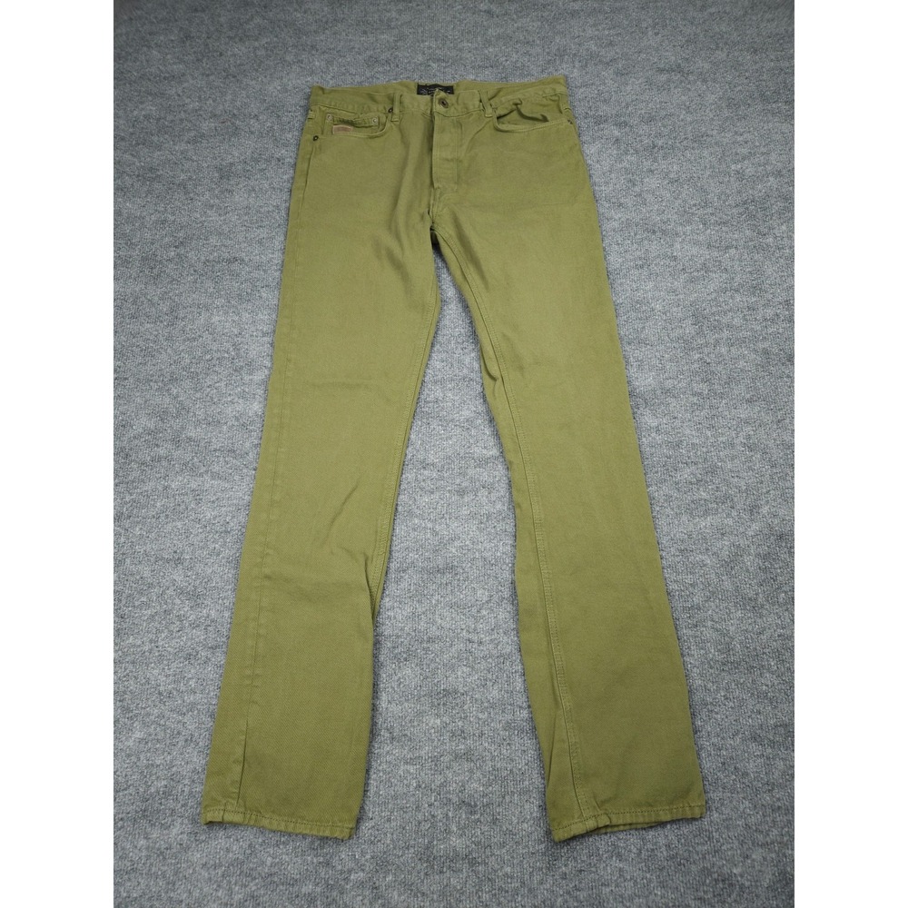 APRIL 77 Jeans Men's 33 (FITS 32 x 32) Green DICTATOR Button Fly Cotton ***